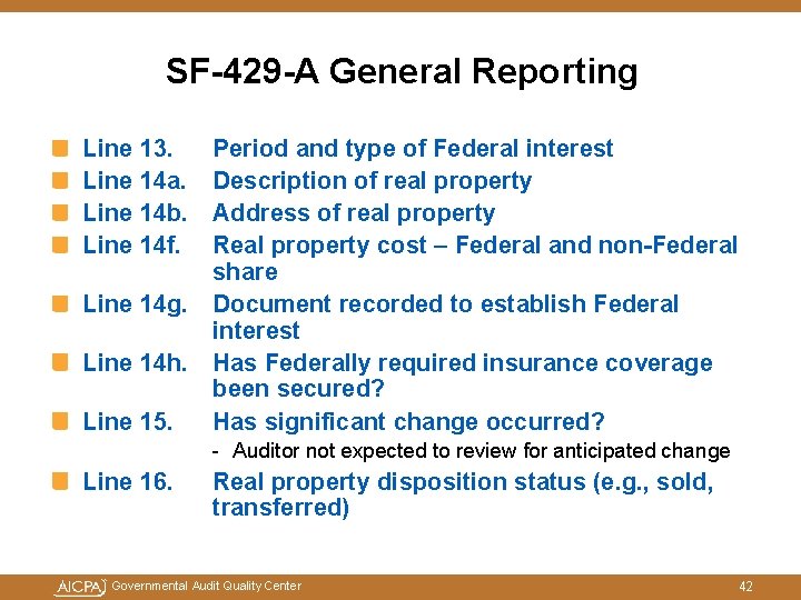 SF-429 -A General Reporting Line 13. Line 14 a. Line 14 b. Line 14 SF-429 -A General Reporting Line 13. Line 14 a. Line 14 b. Line 14