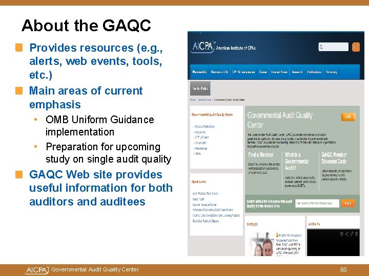 About the GAQC Provides resources (e. g. , alerts, web events, tools, etc. ) About the GAQC Provides resources (e. g. , alerts, web events, tools, etc. )