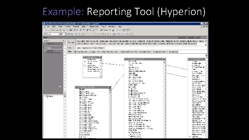 Example: Reporting Tool (Hyperion) 