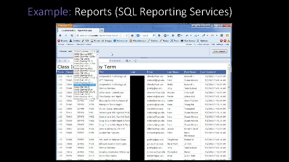 Example: Reports (SQL Reporting Services) 