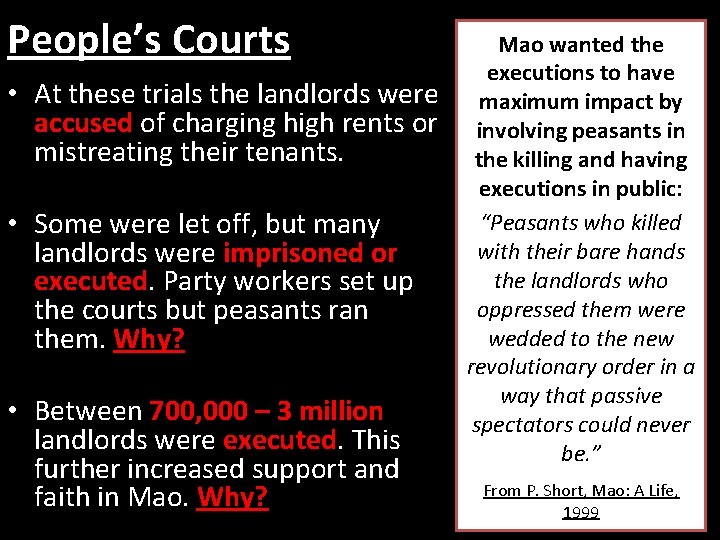 People’s Courts • At these trials the landlords were accused of charging high rents