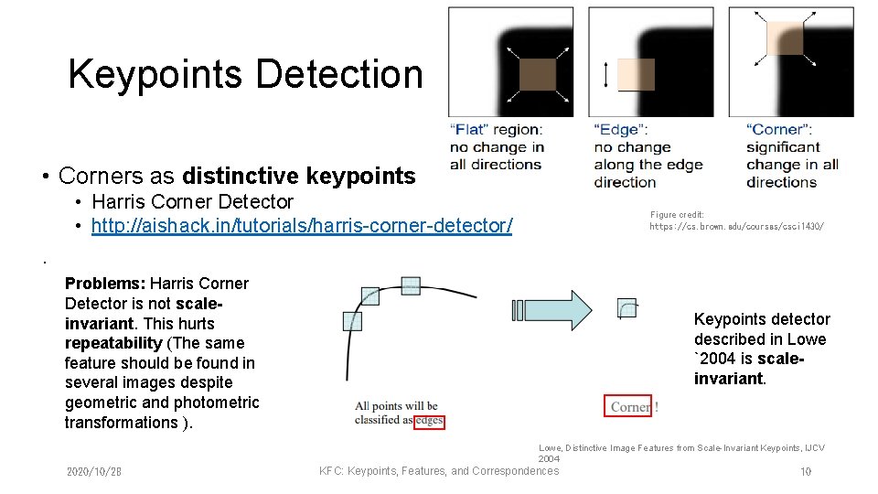 Keypoints Detection • Corners as distinctive keypoints • Harris Corner Detector • http: //aishack.