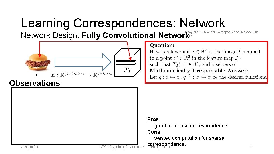 Learning Correspondences: Network Choy et al. , Universal Correspondence Network, NIPS 2016 Network Design: