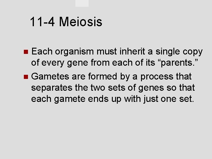 11 -4 Meiosis Each organism must inherit a single copy of every gene from 11 -4 Meiosis Each organism must inherit a single copy of every gene from