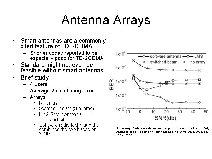 Antenna Arrays • Smart antennas are a commonly cited feature of TD-SCDMA – Shorter