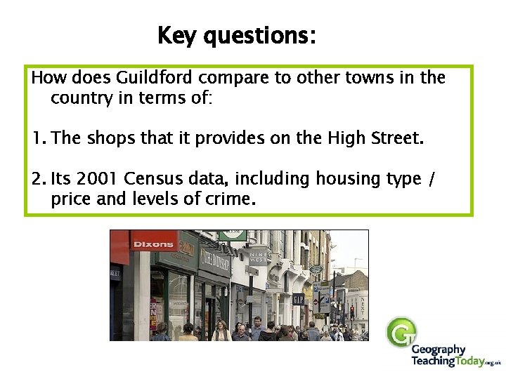 Key questions: How does Guildford compare to other towns in the country in terms
