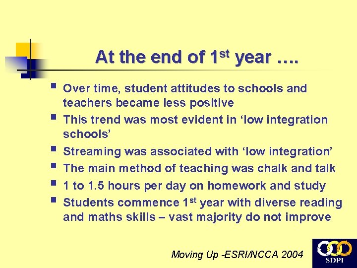 At the end of 1 st year …. § Over time, student attitudes to