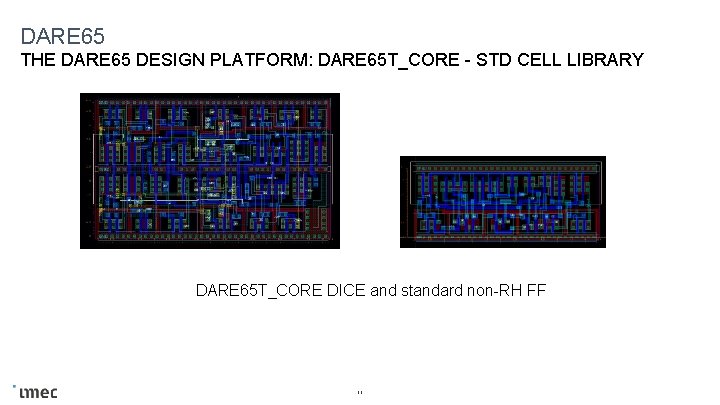 DARE 65 THE DARE 65 DESIGN PLATFORM: DARE 65 T_CORE - STD CELL LIBRARY