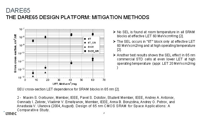 DARE 65 THE DARE 65 DESIGN PLATFORM: MITIGATION METHODS Ø No SEL is found