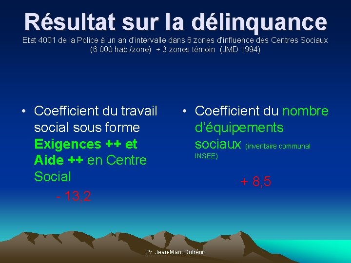 Résultat sur la délinquance Etat 4001 de la Police à un an d’intervalle dans