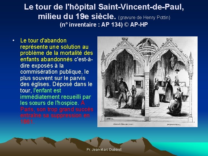 Le tour de l'hôpital Saint-Vincent-de-Paul, milieu du 19 e siècle. (gravure de Henry Pottin)