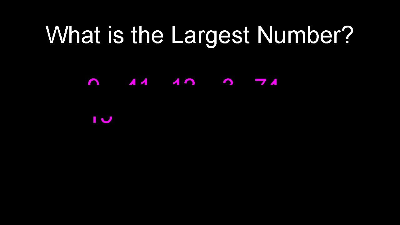 What is the Largest Number? 9 41 12 15 3 74 