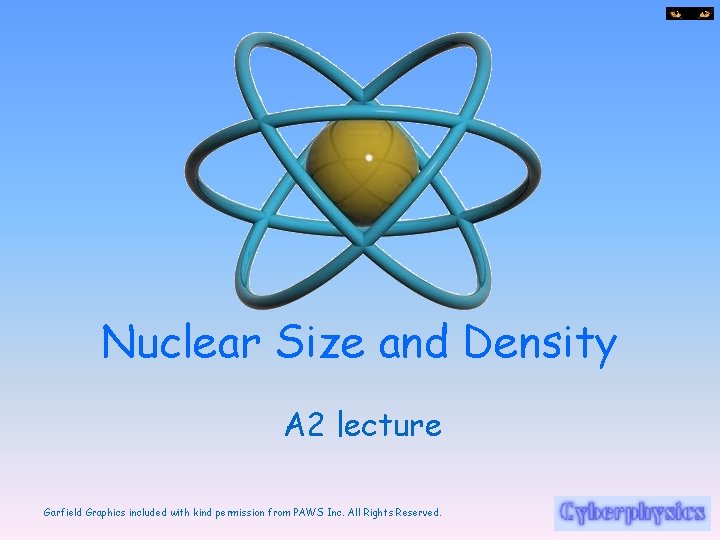 Nuclear Size and Density A 2 lecture Garfield Graphics included with kind permission from