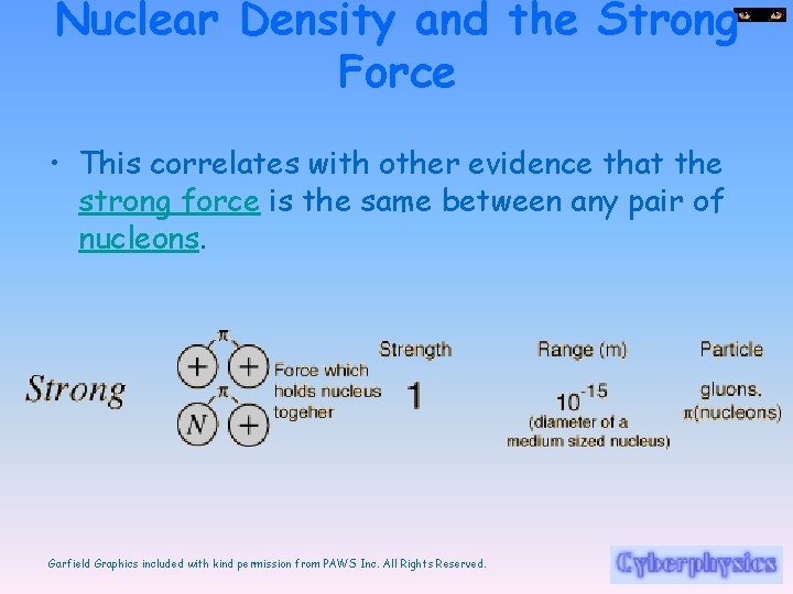 Nuclear Density and the Strong Force • This correlates with other evidence that the