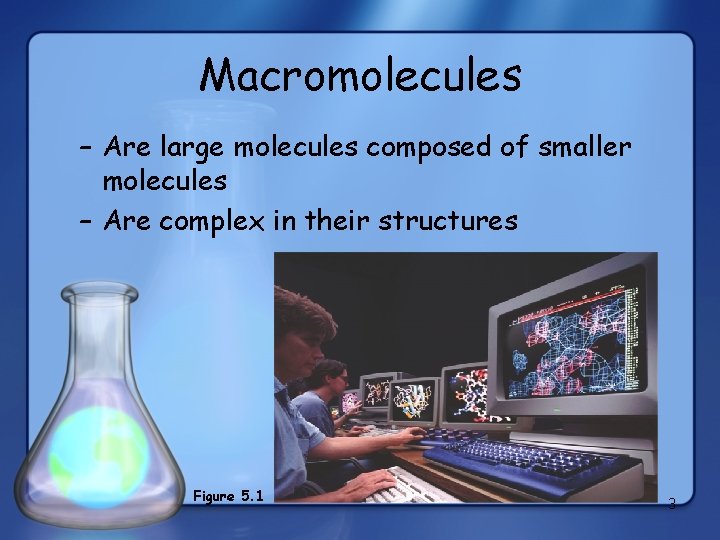 Macromolecules – Are large molecules composed of smaller molecules – Are complex in their