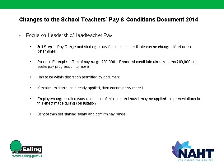 Changes to the School Teachers’ Pay & Conditions Document 2014 • Focus on Leadership/Headteacher