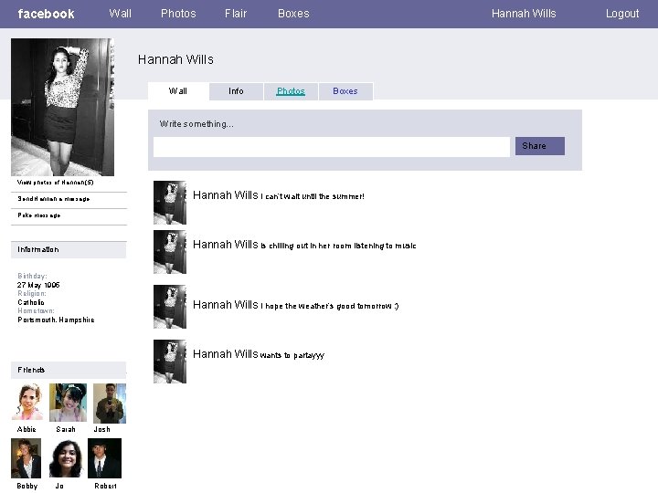 facebook Wall Photos Flair Boxes Info Photos Hannah Wills Wall Boxes Write something… Share