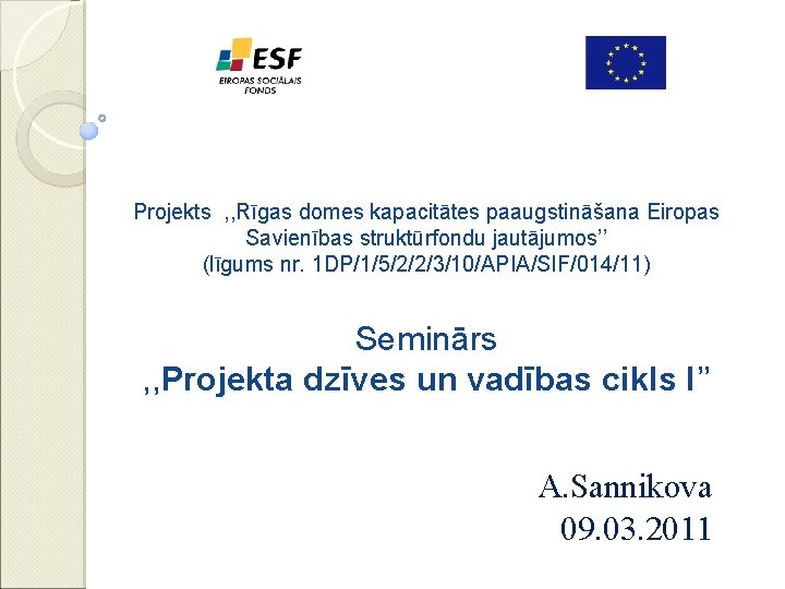 Projekts , , Rīgas domes kapacitātes paaugstināšana Eiropas Savienības struktūrfondu jautājumos’’ (līgums nr. 1