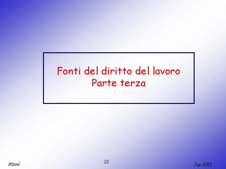 Fonti del diritto del lavoro Parte terza Albini 28 Jus 2011 