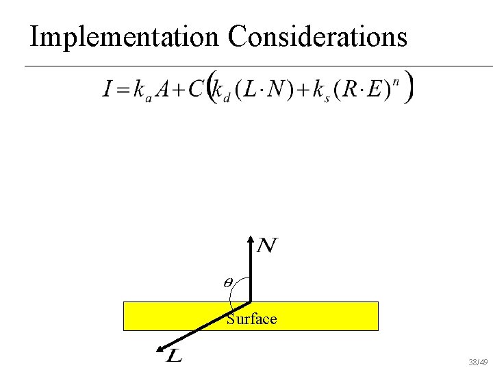 Implementation Considerations Surface 38/49 