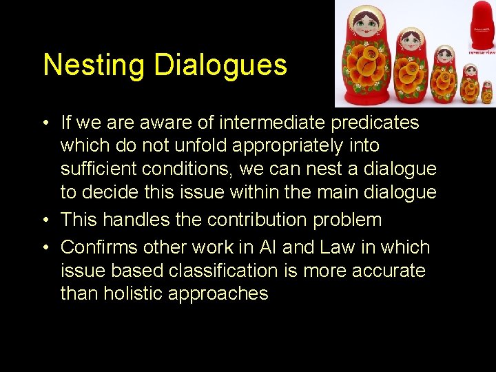 Nesting Dialogues • If we are aware of intermediate predicates which do not unfold