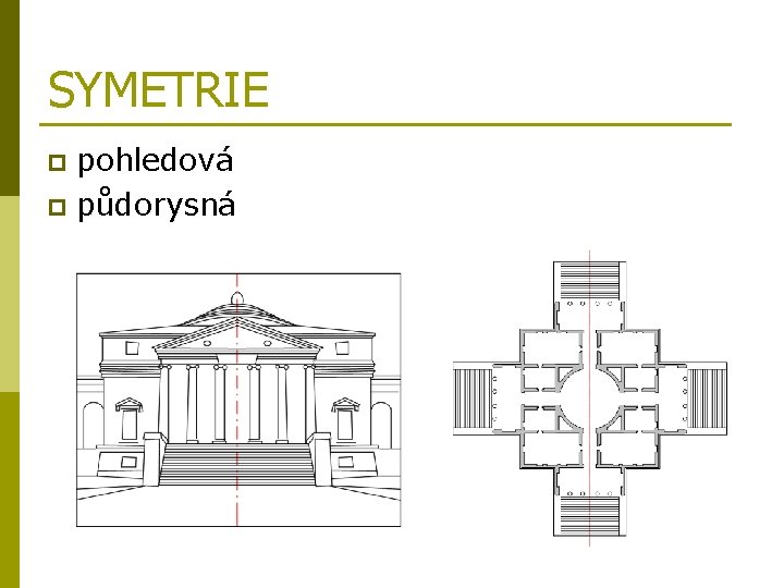 SYMETRIE pohledová p půdorysná p 