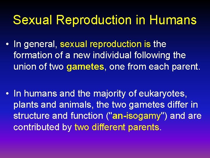 Sexual Reproduction Humens In the Name of ALLAH the Most Gracious