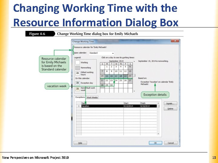 Changing Working Time with the Resource Information Dialog Box New Perspectives on Microsoft Project