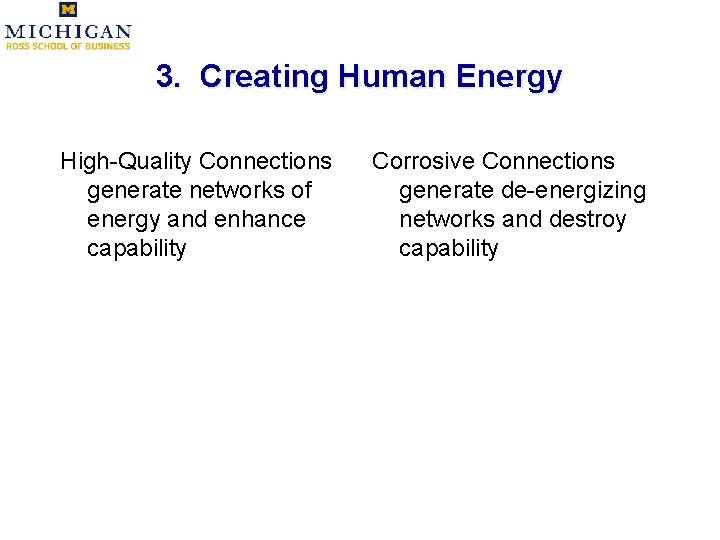 3. Creating Human Energy High-Quality Connections generate networks of energy and enhance capability Corrosive