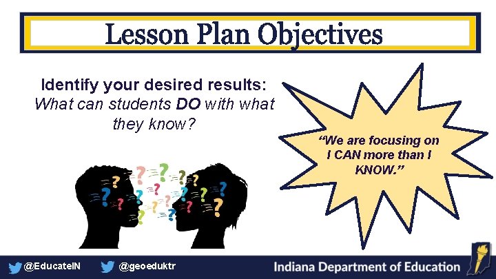 Identify your desired results: What can students DO with what they know? “We are