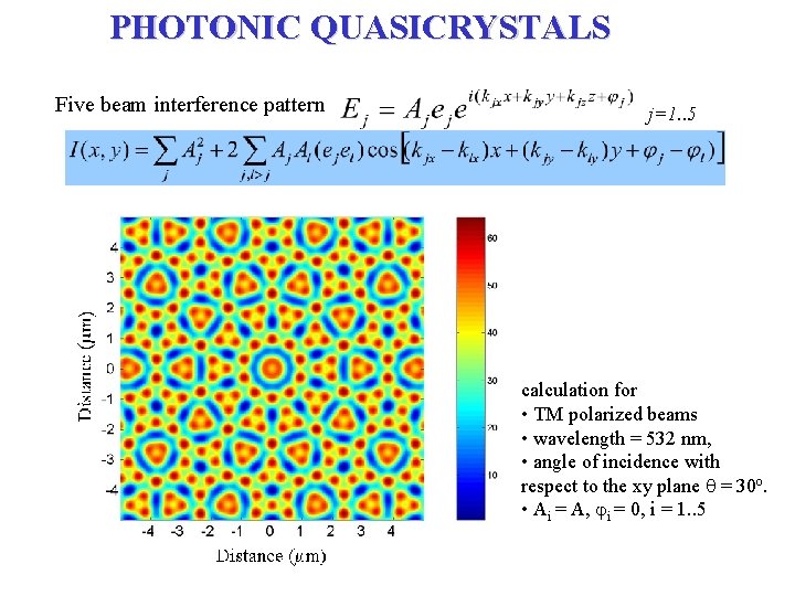PHOTONIC QUASICRYSTALS Five beam interference pattern j=1. . 5 calculation for • TM polarized