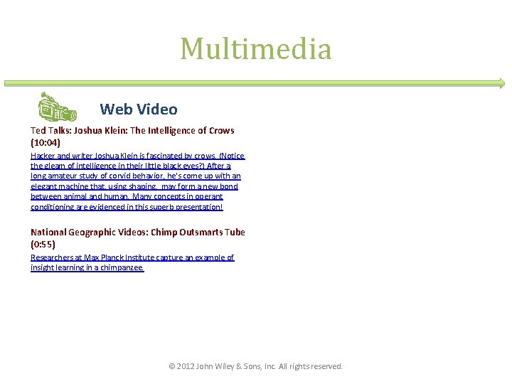 Multimedia Web Video Ted Talks: Joshua Klein: The Intelligence of Crows (10: 04) Hacker Multimedia Web Video Ted Talks: Joshua Klein: The Intelligence of Crows (10: 04) Hacker
