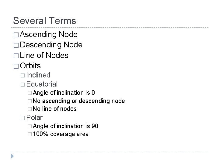 Several Terms � Ascending Node � Descending Node � Line of Nodes � Orbits Several Terms � Ascending Node � Descending Node � Line of Nodes � Orbits