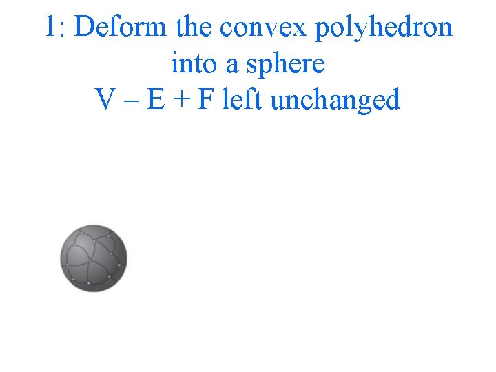 1: Deform the convex polyhedron into a sphere V – E + F left