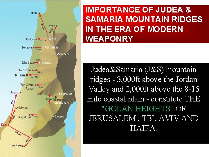 IMPORTANCE OF JUDEA & SAMARIA MOUNTAIN RIDGES IN THE ERA OF MODERN WEAPONRY Judea&Samaria