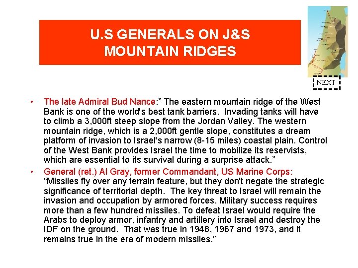 U. S GENERALS ON J&S MOUNTAIN RIDGES NEXT • • The late Admiral Bud