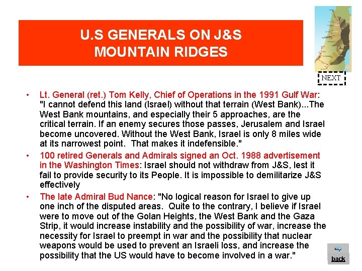 U. S GENERALS ON J&S MOUNTAIN RIDGES NEXT • • • Lt. General (ret.