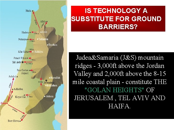 IS TECHNOLOGY A SUBSTITUTE FOR GROUND BARRIERS? Judea&Samaria (J&S) mountain ridges - 3, 000