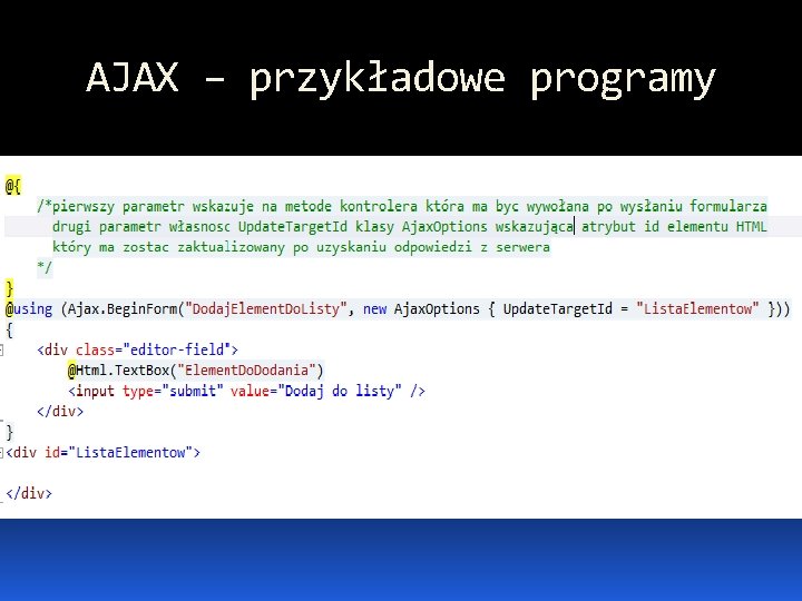 AJAX – przykładowe programy 