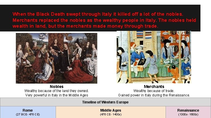 When the Black Death swept through Italy it killed off a lot of the