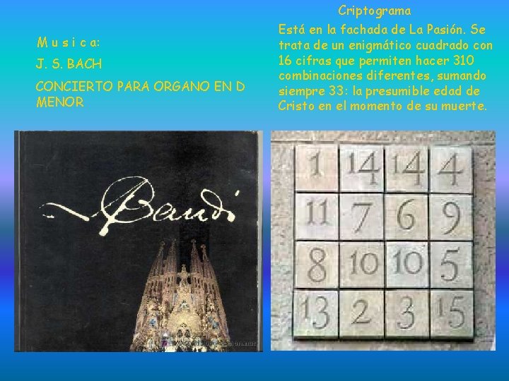 Criptograma M u s i c a: J. S. BACH CONCIERTO PARA ORGANO EN