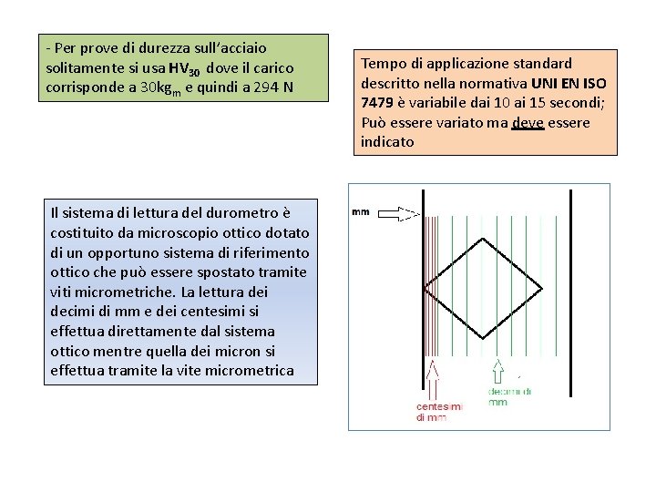 - Per prove di durezza sull’acciaio solitamente si usa HV 30 dove il carico