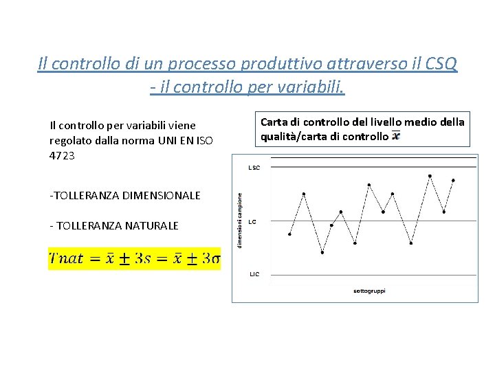 Il controllo di un processo produttivo attraverso il CSQ - il controllo per variabili.