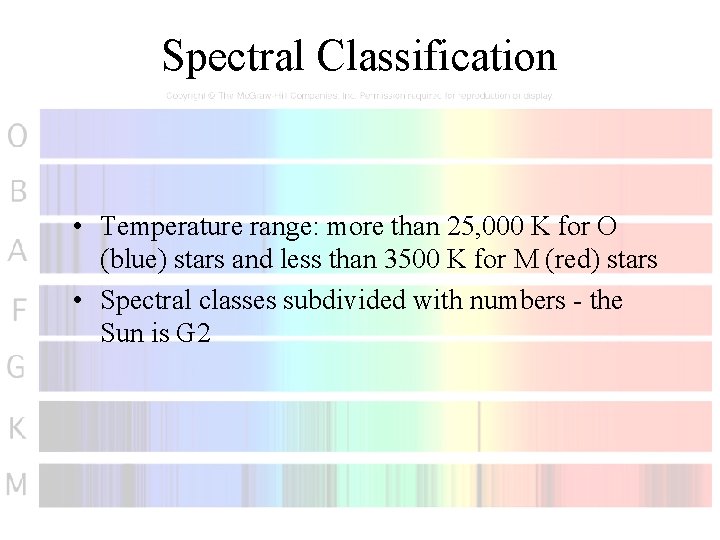 Spectral Classification • Temperature range: more than 25, 000 K for O (blue) stars