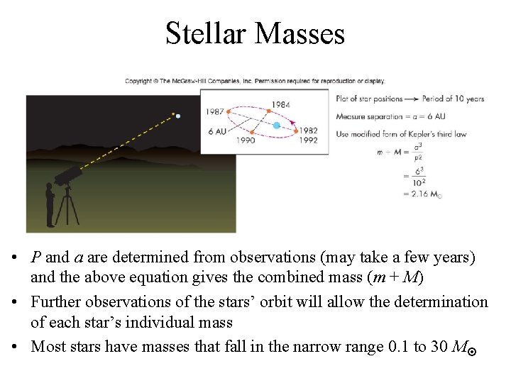 Stellar Masses • P and a are determined from observations (may take a few