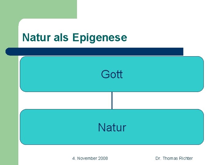 Natur als Epigenese Gott Natur 4. November 2008 Dr. Thomas Richter 