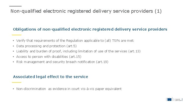 Non-qualified electronic registered delivery service providers (1) Obligations of non-qualified electronic registered delivery service