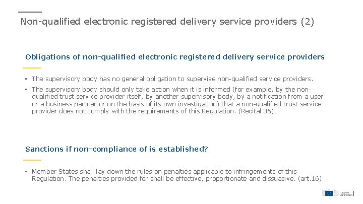 Non-qualified electronic registered delivery service providers (2) Obligations of non-qualified electronic registered delivery service