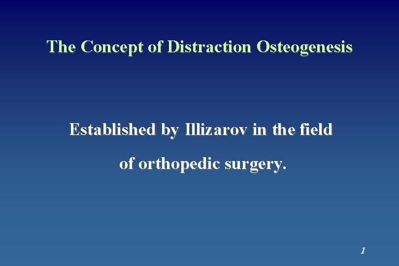 The Concept of Distraction Osteogenesis Established by Illizarov in the field of orthopedic surgery.