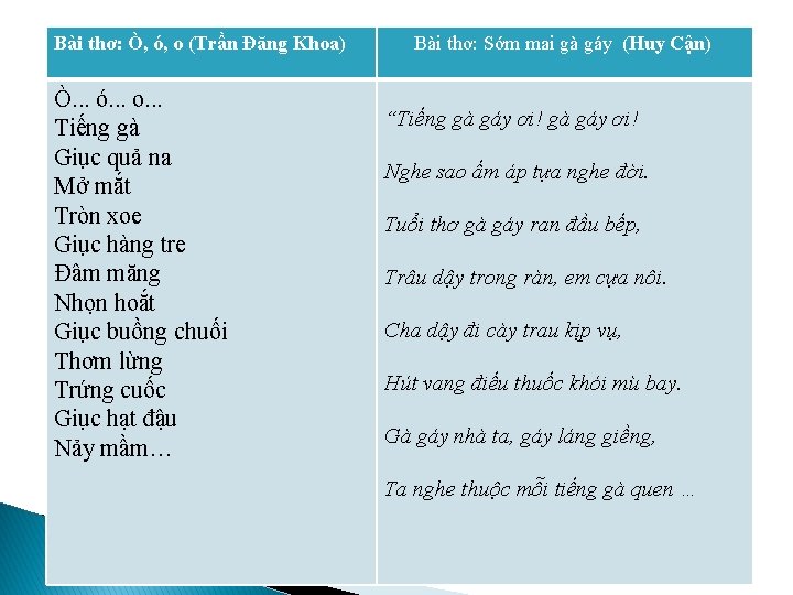 Bài thơ: Ò, ó, o (Trần Đăng Khoa) Ò. . . ó. . .